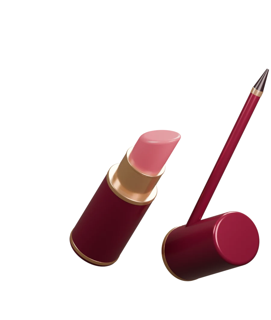 Original Mitola burgundy lipstick and champagne eyeliner artwork